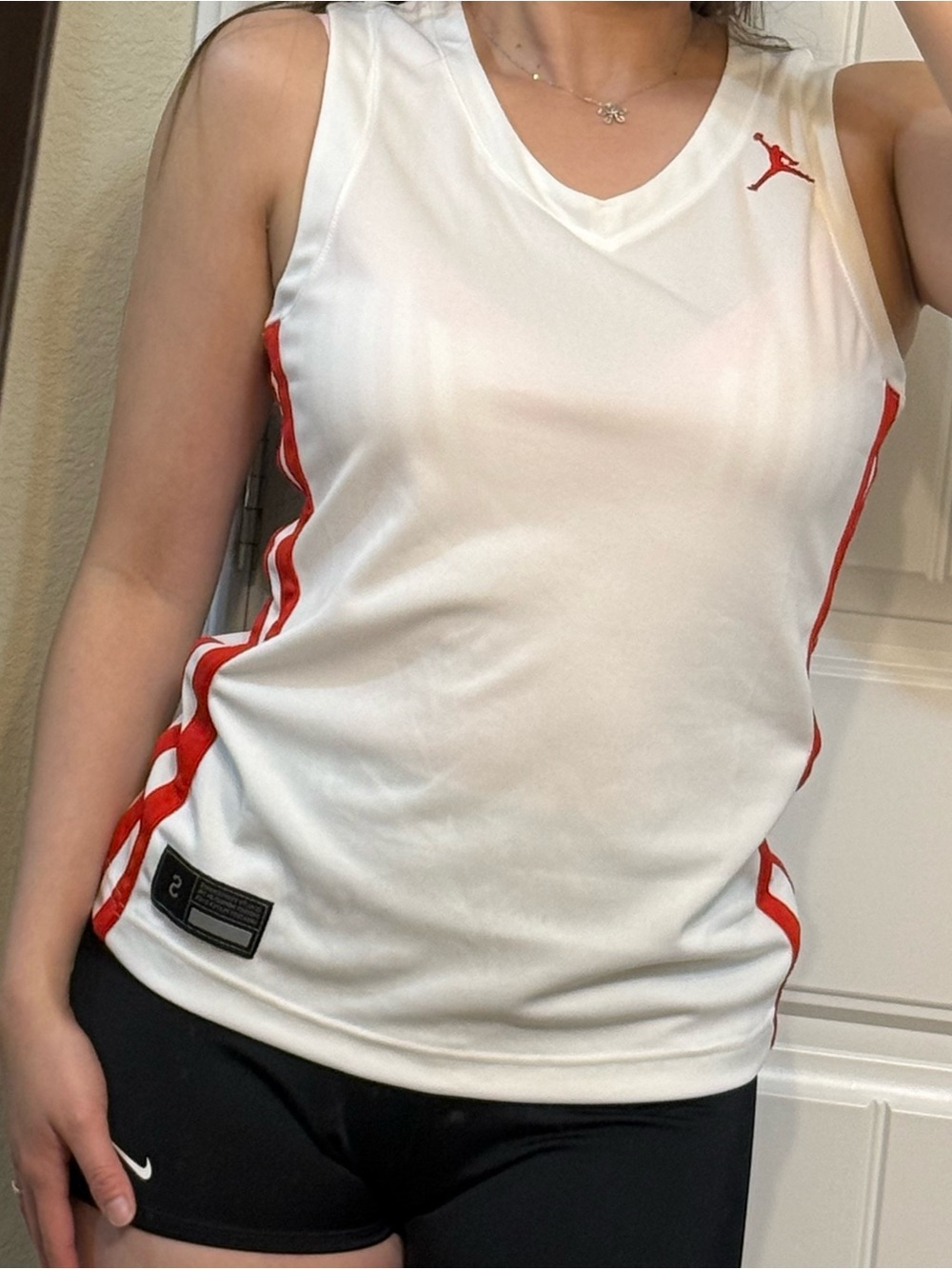 Jordan Women's White Basketball Jersey with Red Trim